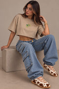 MÜ§Å Soy De La Isla Oversize Crop Top Cream - MS000019