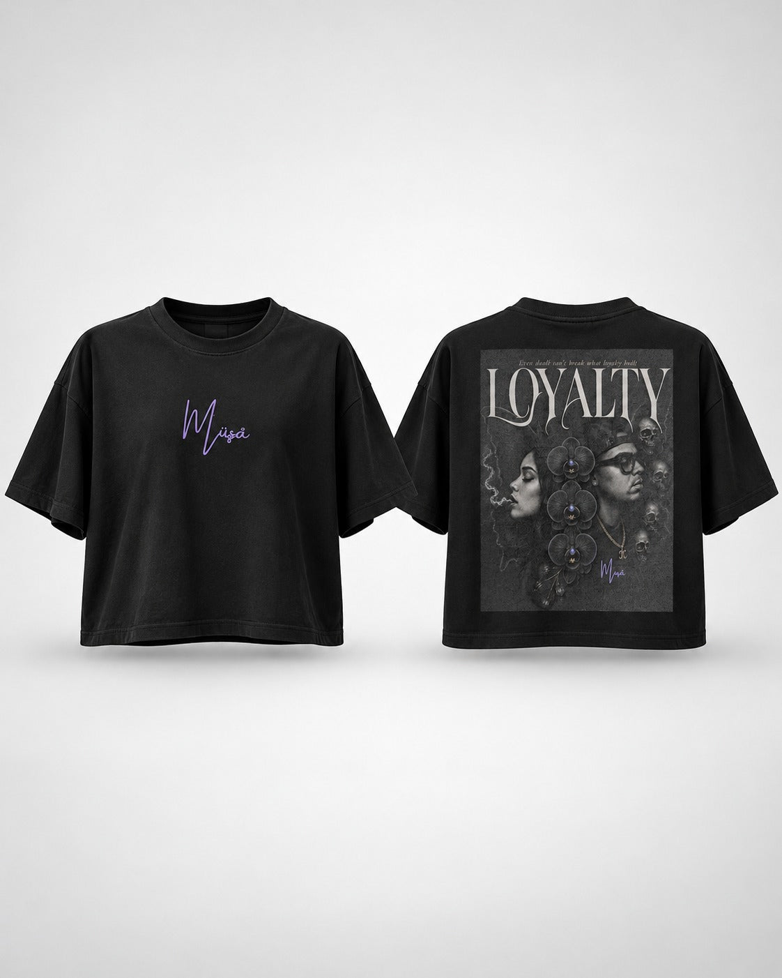 MÜ§Å LOYALTY 4 EVER — BLACK OVERSIZED CROP TOP - MS000061