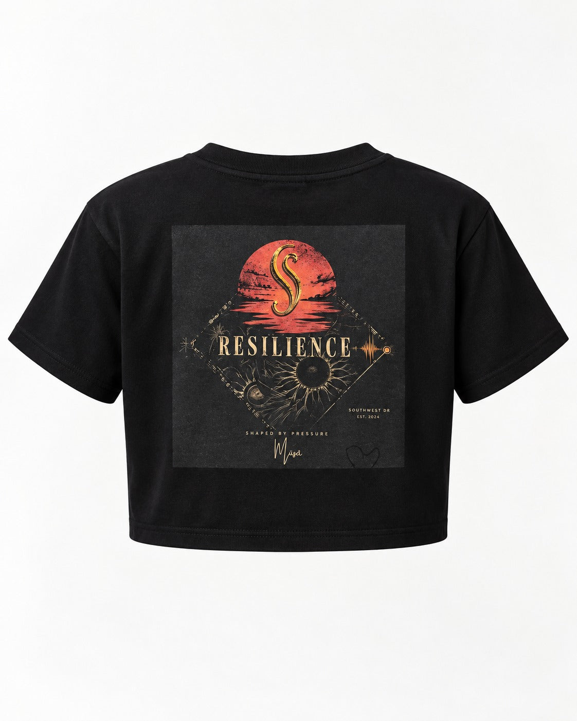 MÜ§Å RESILIENCE — BLACK WOMEN'S CROP TOP - MS000064