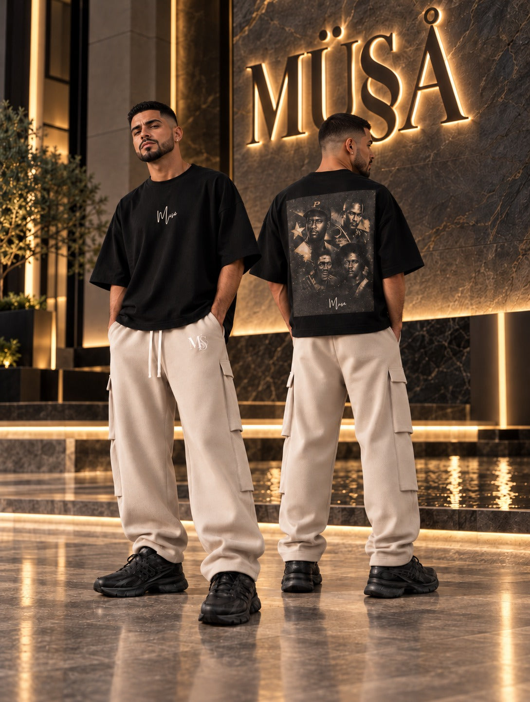 MÜ§Å ÍDOLOS DEL DEPORTE PR — BLACK BOXY OVERSIZED TEE - MS000059